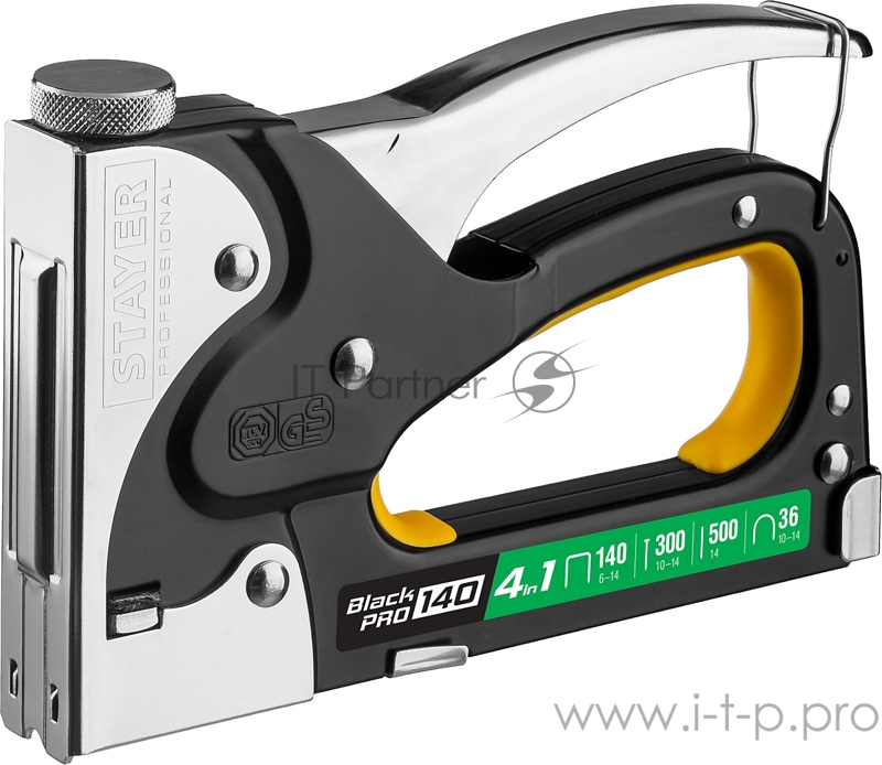 Степлер для скоб BlackPro 140 4-в-1: тип 140 (6-14 мм) / 36 (10-14 мм) / 300 (10-14 мм) / 500 (14 мм), STAYER Professional