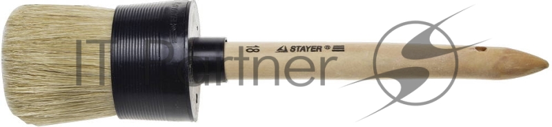 Шпатели, мастерки, кельмы, терки, гладилки STAYER MASTER 0141-60 Кисть круглая { светлая натурал. щетина, пластм. корпус, деревян. ручка, №18 х60мм }