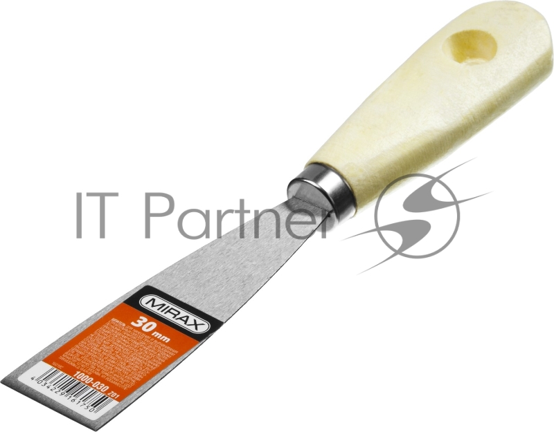 Шпатель стальной 30 мм, деревянная ручка, MIRAX
