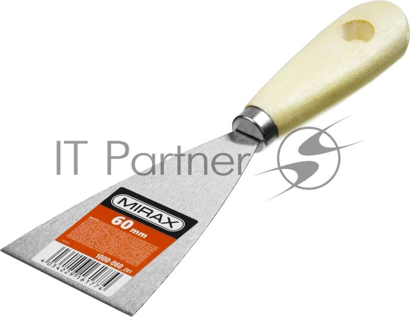 Шпатель стальной 60 мм, деревянная ручка, MIRAX