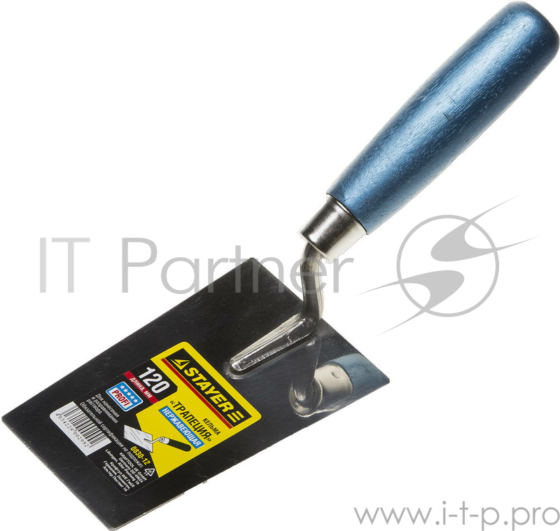 Кельма STAYER PROFI, трапеция, нержавеющее полотно, деревянная рукоятка, 120мм