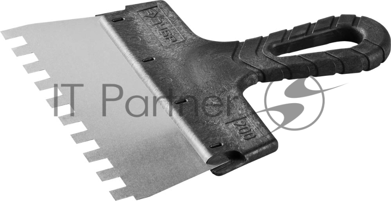 Шпатель ЗУБР МАСТЕР ФАСАДНЫЙ, нержавеющее полотно, 200мм, зуб 10х10мм