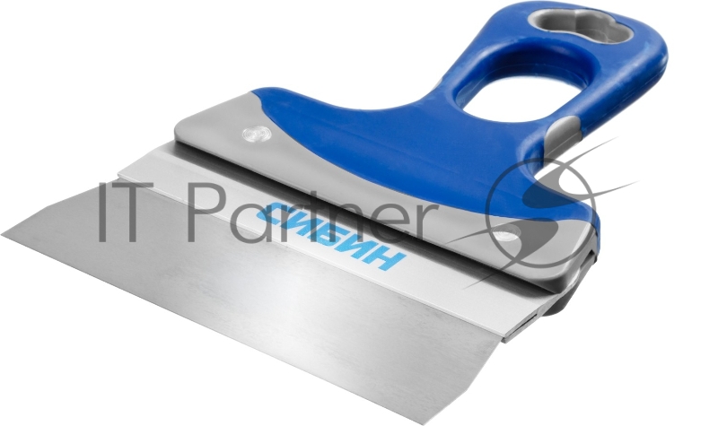 Шпатель СИБИН ФАСАДНЫЙ нержавеющий, алюминиевая направляющая, 2к ручка, 150мм