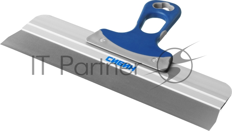 Шпатель СИБИН ФАСАДНЫЙ нержавеющий, алюминиевая направляющая, 2к ручка, 350мм