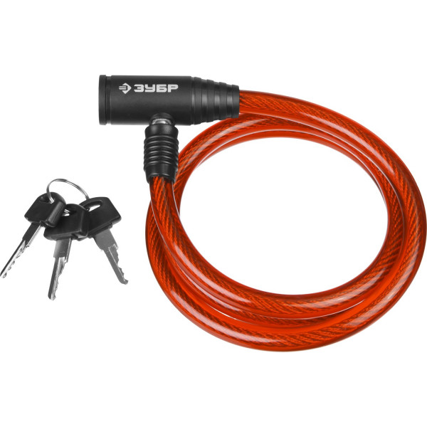 Хозтовары Замок ЗУБР МАСТЕР, тросовый, 3 ключа в комплекте, длина троса 950мм, d 10мм 37263-95