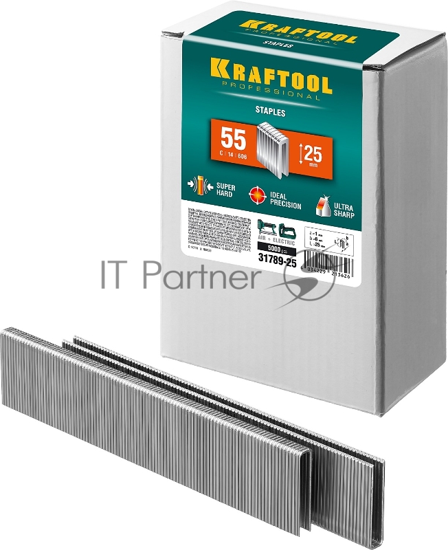 Скобы для степлера KRAFTOOL 25 мм узкие тип 55, 5000 шт