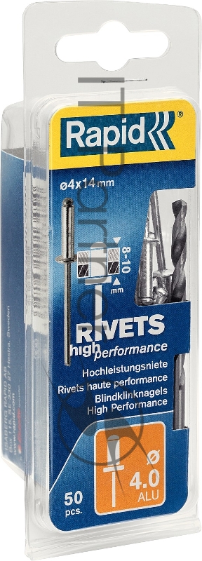 Заклепка из алюминия RAPID d4.0 x 14 мм, 50 шт