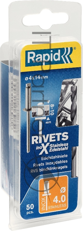 Заклепка из нержавеющей стали RAPID d4.0x14мм, 50 шт