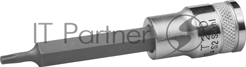 Торцовая бита-головка KRAFTOOL INDUSTRIE QUALITAT, удлиненная, материал S2, TORX, сатинированная, 1/2, Т20