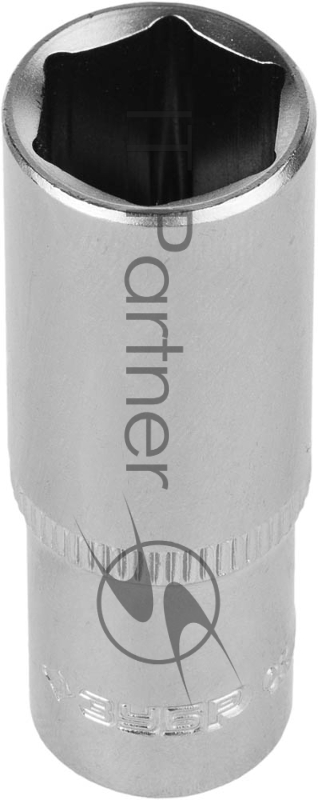 Головка торцовая ЗУБР МАСТЕР (1/4), удлиненная, Cr-V, FLANK, хроматированное покрытие, 13мм