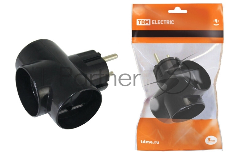 Тройник TDM SQ1806-0042 3х2п 16А 250B черный