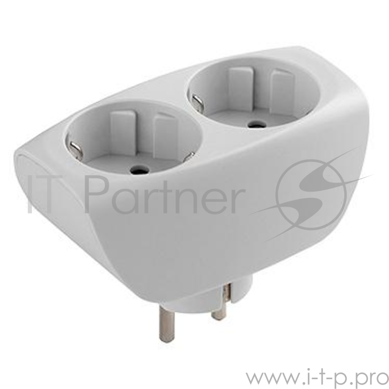 Тройник ЭРА SP-2e-W 2 гнезда, с заземлением, со шторками, белый