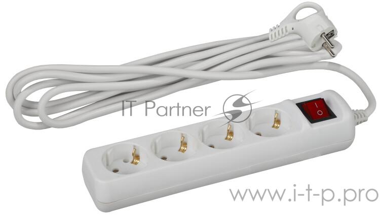 Удлинитель ЭРА Б0028381 U-4es-3m-3x1 с заземлением с выключателем 4 гнезда 3 м {полипропилен, 3х1 мм2}