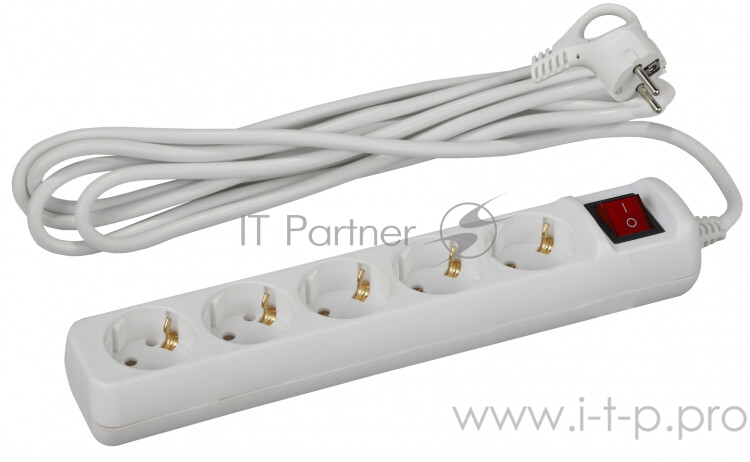 Удлинитель ЭРА Б0028383 U-5es-5m-3х1 с заземлением с выключателем 5 гнезд 5 м {полипропилен, 3х1 мм2}