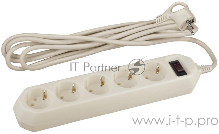 Сетевой фильтр Эра Б0019035 USF-5es-3m-I (бежевый) с заземл, 3x0,75мм2, с выкл, 5гн, 3м {защита от короткого замыкания, от перегрузки, от импульсных помех}