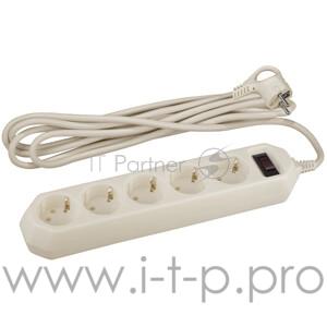 Сетевой фильтр Эра Б0019739 USF-5es-5m-I (бежевый) с заземл, 3x0,75мм2, с выкл, 5гн, 5м {защита от короткого замыкания, от перегрузки, от импульсных помех}