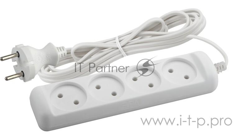 Удлинитель ЭРА Б0023151 UX-4-5m без заземления 4 гнезда 5 м {ABS-пластик, 2х0.75 мм2}