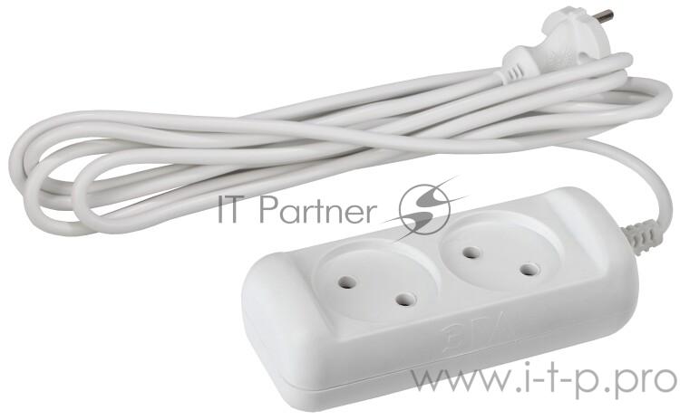 Удлинитель ЭРА Б0028346 UX(6)-2-1,5m без заземления 2 гнезда 1,5 м {ABS-пластик, 2х0,75 мм2}