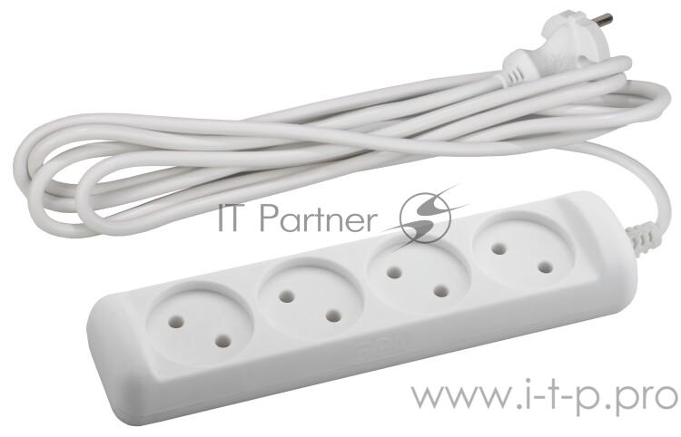 Удлинитель ЭРА Б0028353 UX(6)-4-5m без заземления 4 гнезда 5 м {ABS-пластик, 2х0,75 мм2}