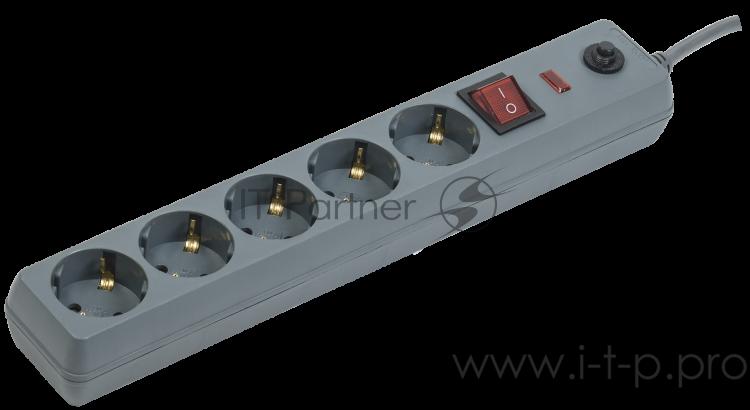 Iek WFP10-16-05-05-ZK-K03 Сетевой фильтр СФ-05К-выкл. 16А 5 мест 5м 3х1мм2 серый