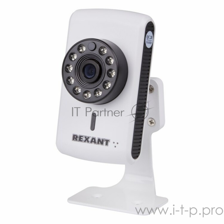 REXANT (45-0253) (IP видеокамера с ИК подсветкой, Матрица 1/4 OmniVision CMOS 1 Мп, Разрешение: 1280*720P (25к/с), Объектив 3,6 мм, ИК-подсветка до 15 м (11 ИК-диодов, Встроенный Wi-Fi, Рабочие температуры -10~+50, Питание 5В DC (Адаптер в комплекте)