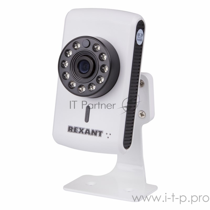 REXANT (45-0253) (IP видеокамера с ИК подсветкой, Матрица 1/4 OmniVision CMOS 1 Мп, Разрешение: 1280*720P (25к/с), Объектив 3,6 мм, ИК-подсветка до 15 м (11 ИК-диодов, Встроенный Wi-Fi, Рабочие температуры -10~+50, Питание 5В DC (Адаптер в комплекте)