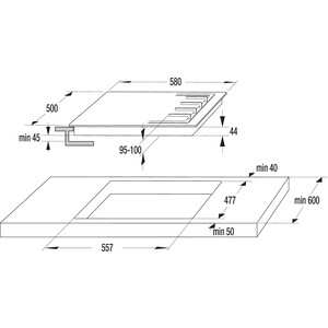 Встраиваемая варочная панель GORENJE Газовая варочная панель на закаленном стекле, 58 × 8 × 50 см, 4 конфрки,черный цвет
