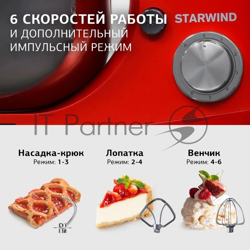 Миксер планетарный Starwind SPM5186 1000Вт оранжевый