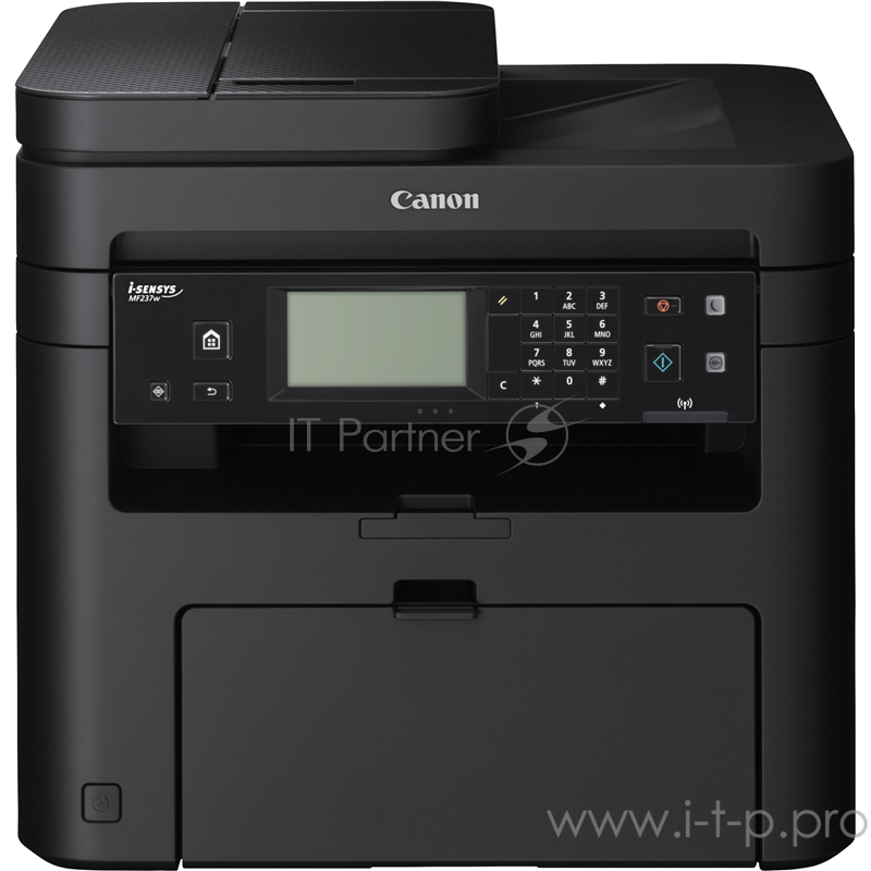МФУ Canon i-SENSYS MF237w, лазерный принтер/сканер/копир/факс, A4, 23 стр/мин, 1200x1200 dpi, 256 Мб, ADF35, подача: 251 лист., вывод: 100 лист., Ethernet, USB, Wi-Fi, ЖК-панель, Linux Scanning (max 8000 стр/мес. Старт.к-ж 900 стр) (замена MF216n)