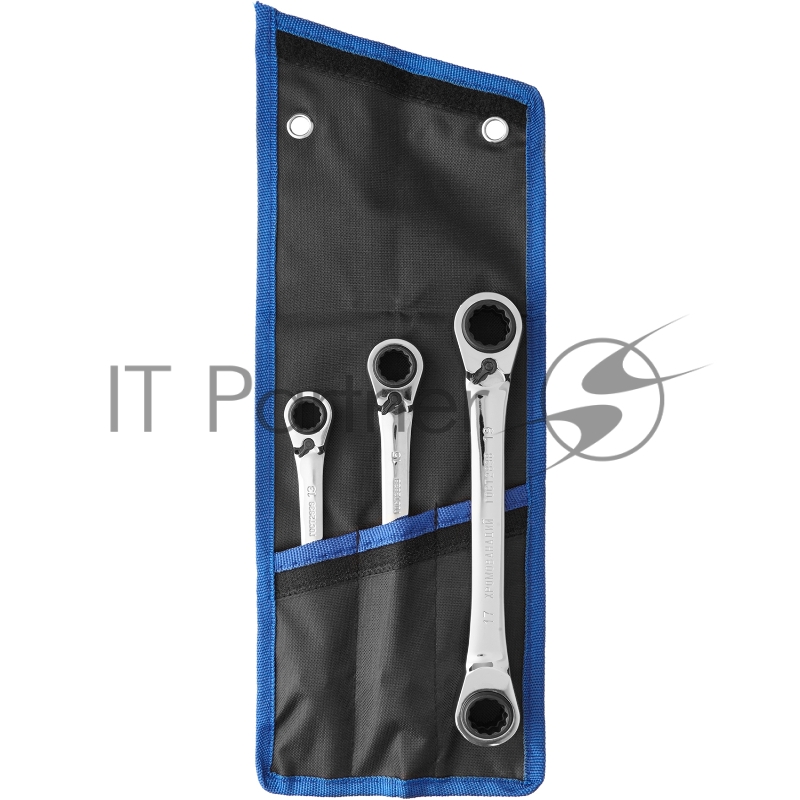 Набор накидных гаечных ключей трещоточных 3 шт, 8 - 19 мм, ЗУБР