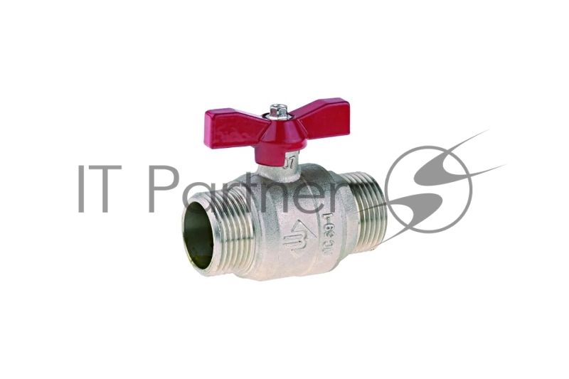 Кран ЗУБР шаровой 3/4 полнопроходной папа-папа, бабочка, никелированная латунь