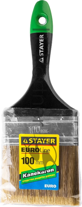 Кисть плоская, искусственная щетина, деревянная ручка, 100мм STAYER KANEKARON-EURO.