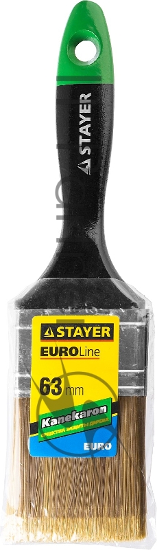 Кисть плоская, искусственная щетина, деревянная ручка, 63мм STAYER KANEKARON-EURO.