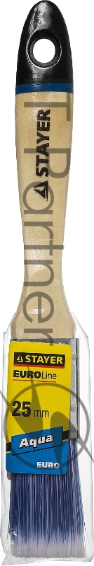 Кисть плоская STAYER EURO, AQUA для воднодисперсионных и акриловых ЛКМ, искусств щетина, деревян ручка, 1/25мм
