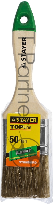 Кисть плоская STAYER LASUR-STANDARD, смешанная (натуральная и искусственная) щетина, деревянная ручка, 50мм