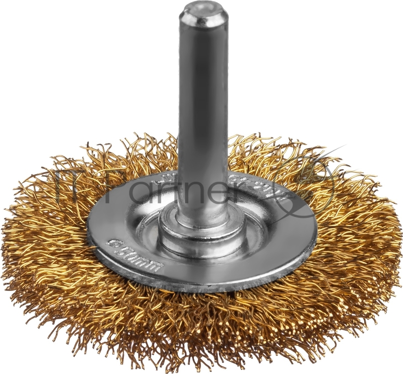 Щетка дисковая для дрели, витая стальная латунированная проволока 0,3 мм, d=50 мм, MIRAX 35145-050