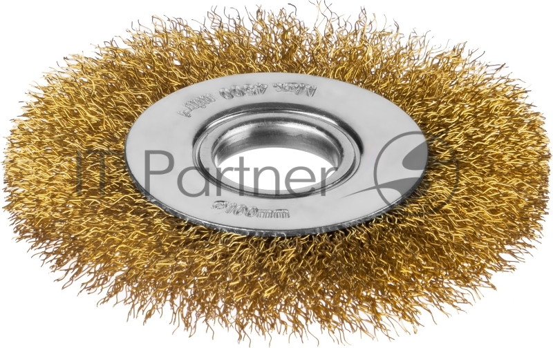 Щетка дисковая для УШМ, витая стальная латунированная проволока 0,3 мм, d=100 мм, MIRAX 35141-100