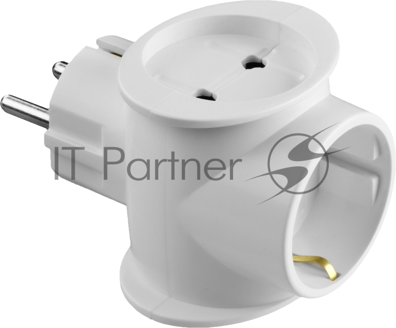 Разветвитель СИБИН электрический с заземлением, 3 гнезда, 16А/220В