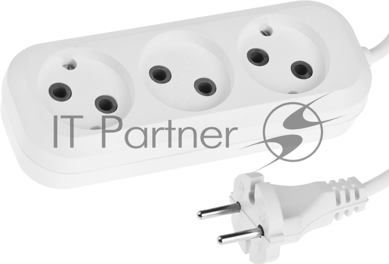 Удлинитель СИБИН электрический, ПВС сечение 0,75кв мм, 3 гнезда, макс мощн 1300Вт, 2м