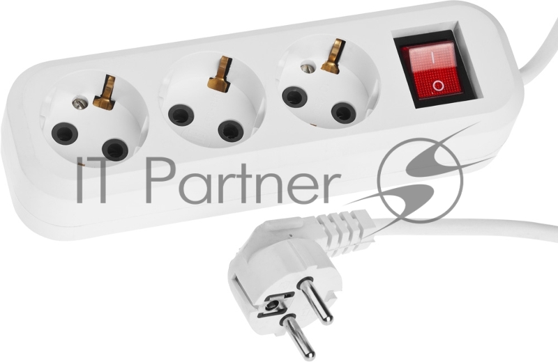 Удлинитель СИБИН электрический, ПВС сечение 0,75кв мм, 3 гнезда, макс мощн 2200Вт, 5м, заземление, выключатель