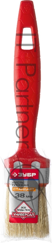 Кисть плоская ЗУБРУНИВЕРСАЛ-СТАНДАРТ, натуральная щетина, пластмассовая ручка, 1,5/38мм