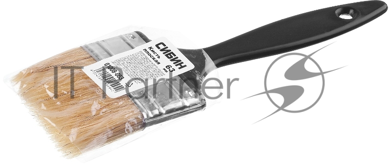 Кисть плоская СИБИН, пластиковая ручка, светлая смешанная щетина, 63мм