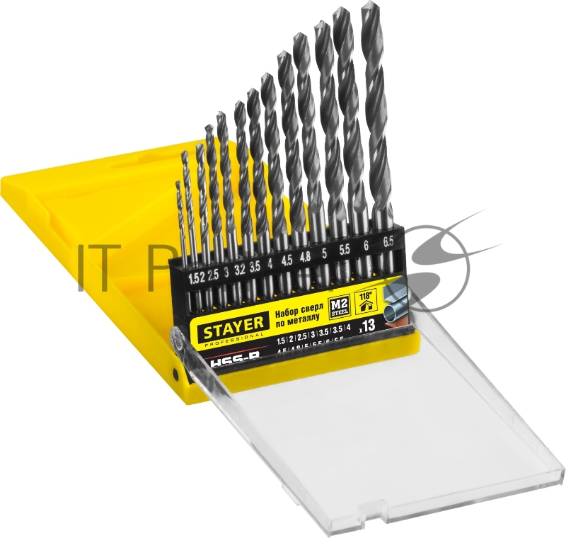 Набор сверл STAYER PROFI 29602-H13-M по металлу быстрорежущая сталь в металл.боксе 13шт.