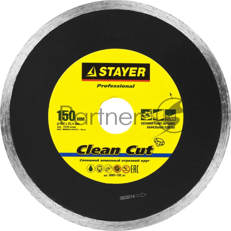 Диск алмазный отрезной STAYER Professional Clean Cut 150 мм сплошной по керамограниту, мрамору, плитке