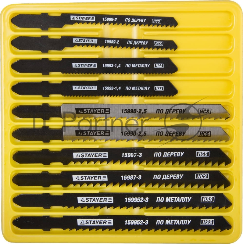 Набор STAYER PROFI Полотна МАСТЕР №3 для эл/лобзика, по дереву, мет. и пластику, T-хвост.,10шт
