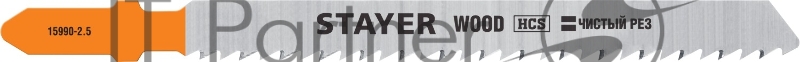 Полотна STAYER, T101B, для эл/лобзика, HCS, по дереву, ДСП, ДВП, T-хвост., шаг 2,5мм, 75мм, 2шт