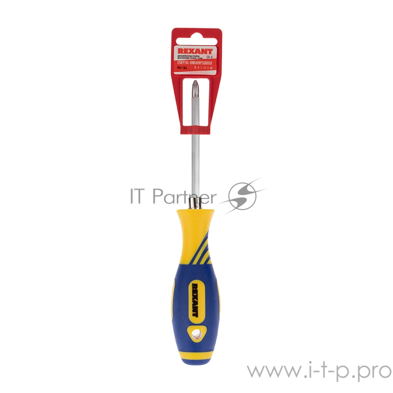 Отвертка комбинированная, двухсторонний стержень 120 мм (Крестовая PH 2, Шлицевая SL 6 мм), двухкомпонентная рукоятка | 12-4741 | REXANT