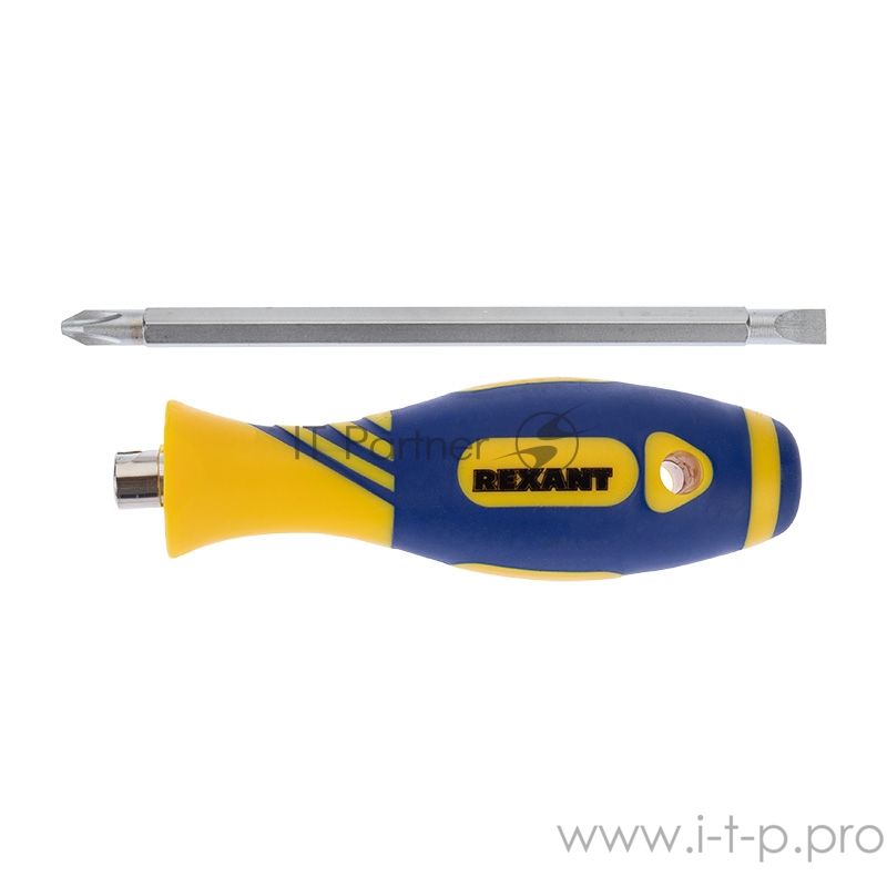 Отвертка комбинированная, двухсторонний стержень 120 мм (Крестовая PH 2, Шлицевая SL 6 мм), двухкомпонентная рукоятка | 12-4741 | REXANT