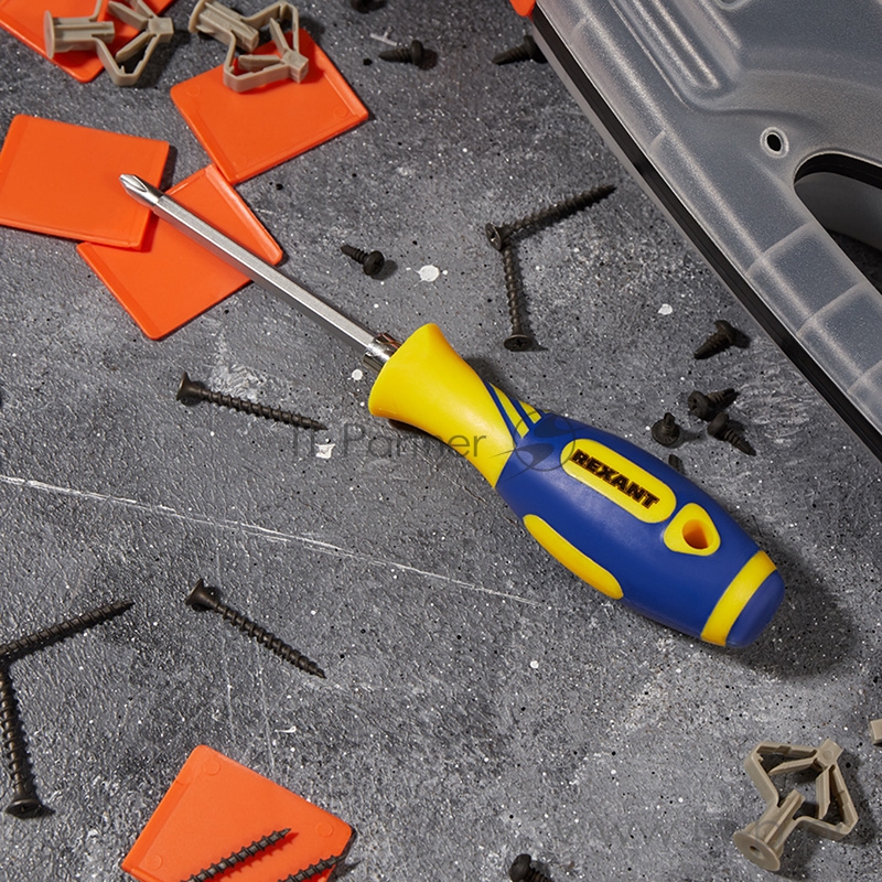 Отвертка комбинированная, двухсторонний стержень 120 мм (Крестовая PH 2, Шлицевая SL 6 мм), двухкомпонентная рукоятка | 12-4741 | REXANT