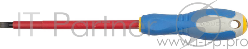 Отвертка ПРОФИ ЭЛЕКТРИК Cr-V, трехкомпонент рукоятка, высоковольтная до ~1000В, SL, 6,5x150 мм | 25261-6.5-150 | ЗУБР